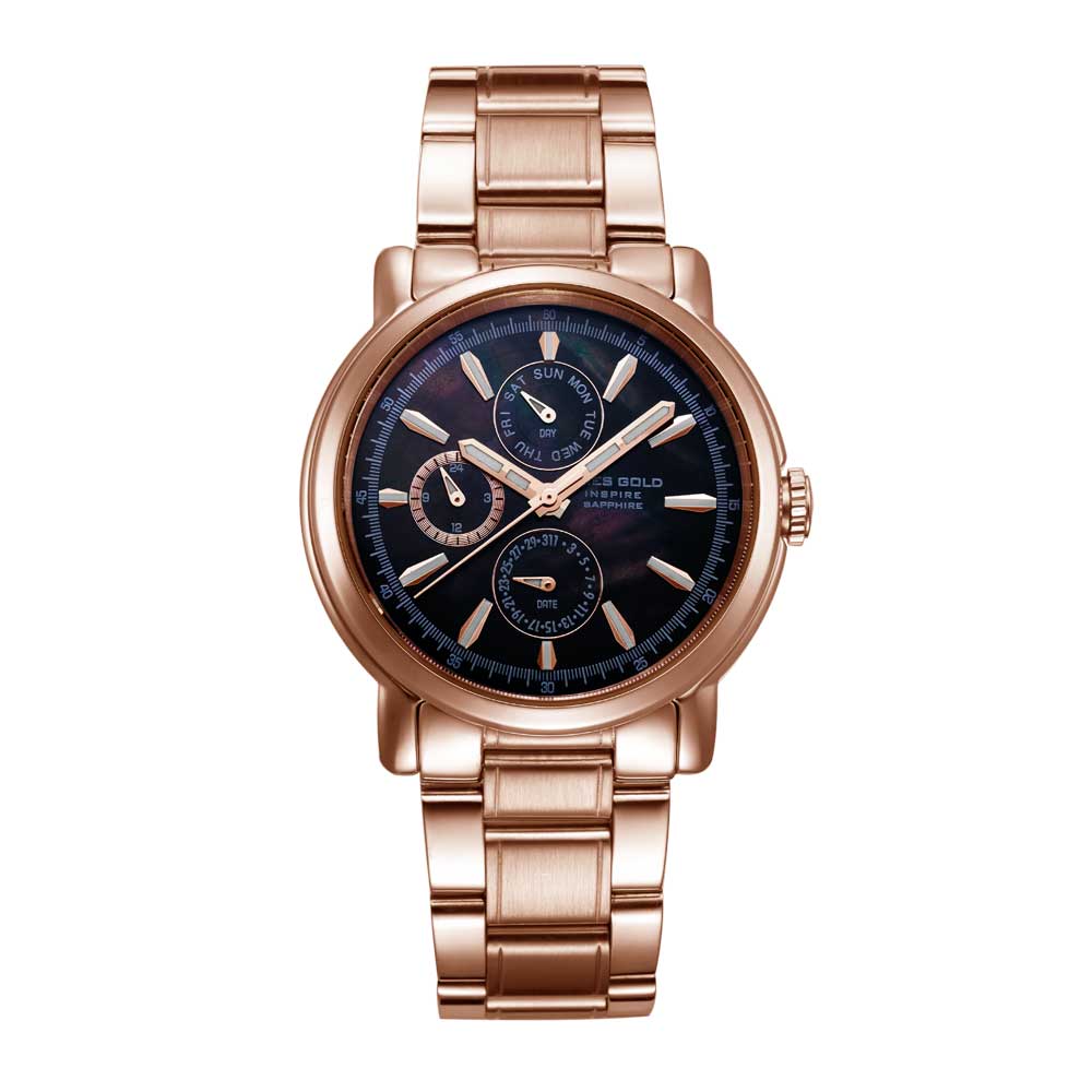 ARIES Gold Chronograph Inspire Contender Rose Gold Stainless Steel Women's Watch B7302 RG BKRG - Elegant Timepiece for Business, Parties & Everyday Wear