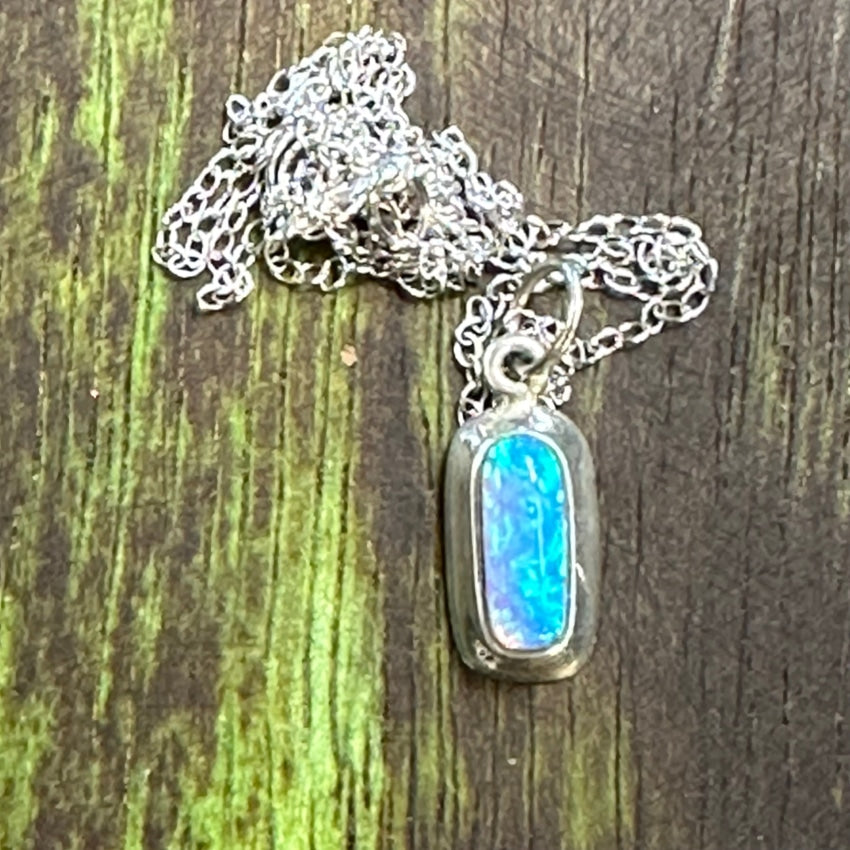 Exquisite Sterling Silver Blue Opal Necklace for Women | Elegant Jewelry Gift for Birthday, Anniversary & Special Occasions