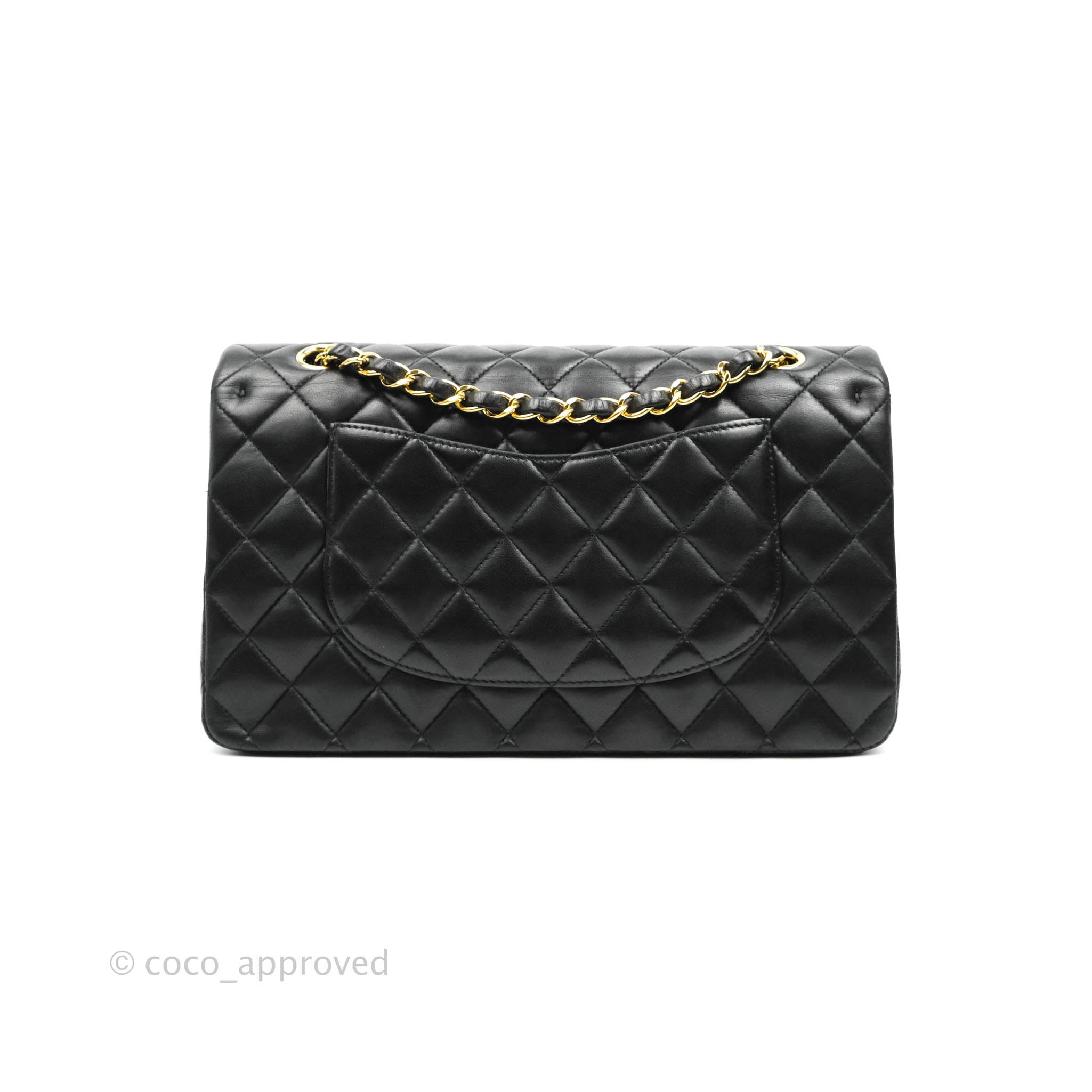 Chanel Classic Medium Double Flap Bag Black Lambskin Leather with Gold Hardware - Luxury Handbag for Women, Perfect for Evening Events & Special Occasions