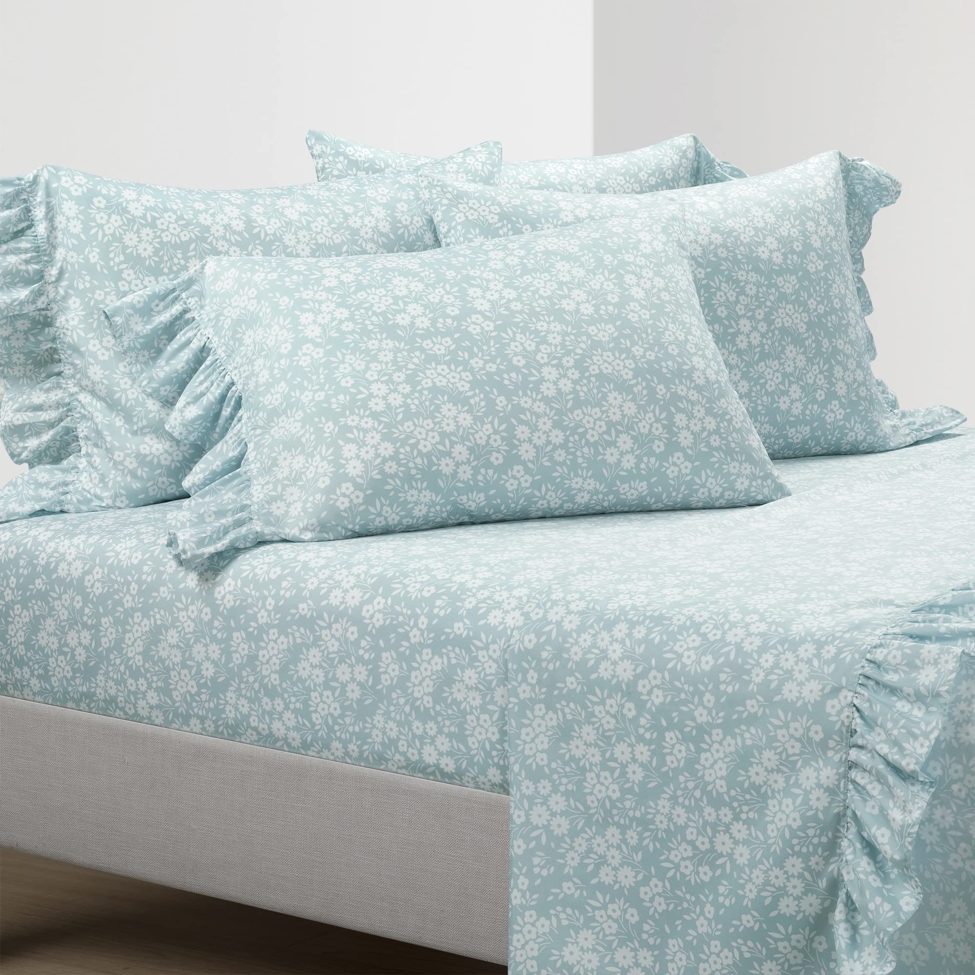 Lush Decor Floral Ruffle Sheet Set - Twin-XL Gray for Cozy Bedroom