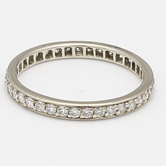 0.74 Carat Round Brilliant H VS2 Diamond 18K White Gold Eternity Band Ring - Perfect for Weddings, Anniversaries & Special Occasions
