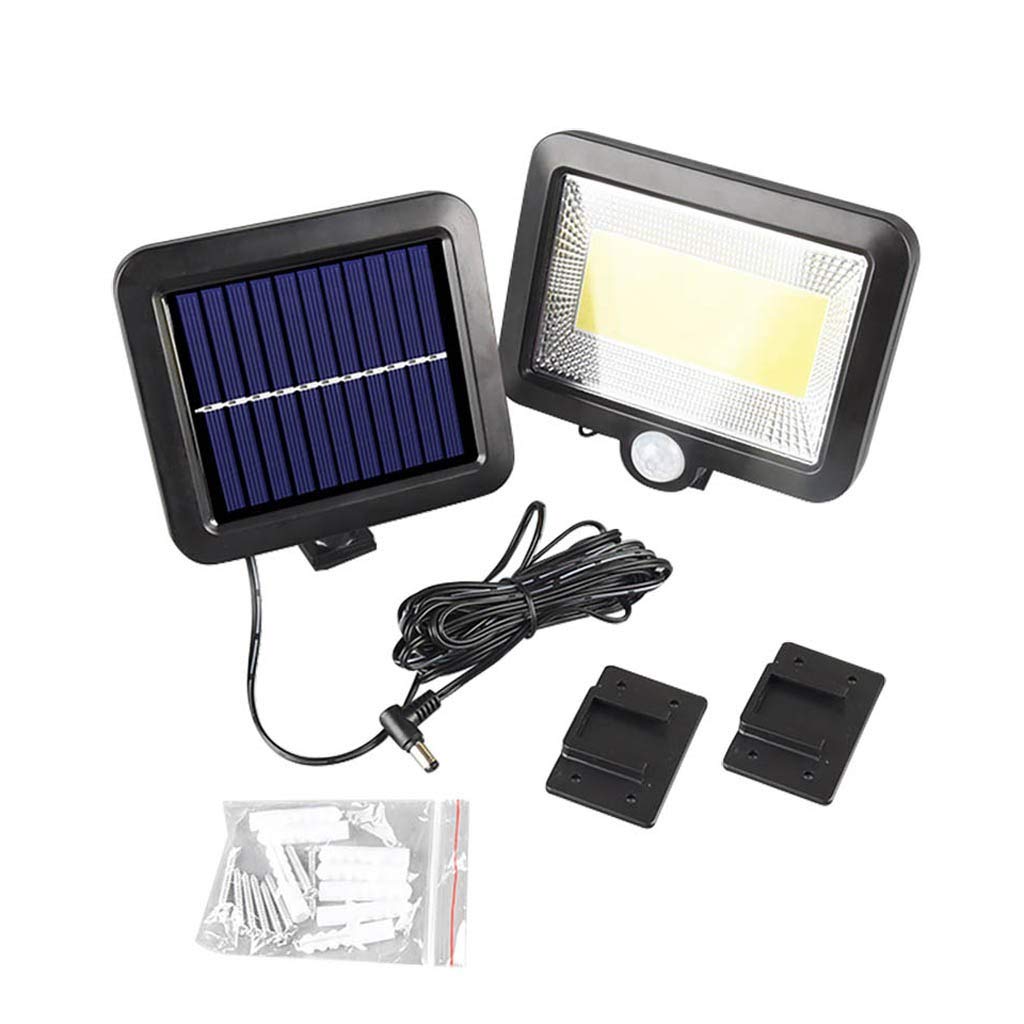 Solar Powered Motion Sensor LED Security Light - Outdoor Garden COB Icicle String Lights with Warm White & Green Wire (Black, One Size) for Patio, Yard, Pathway & Landscape Lighting