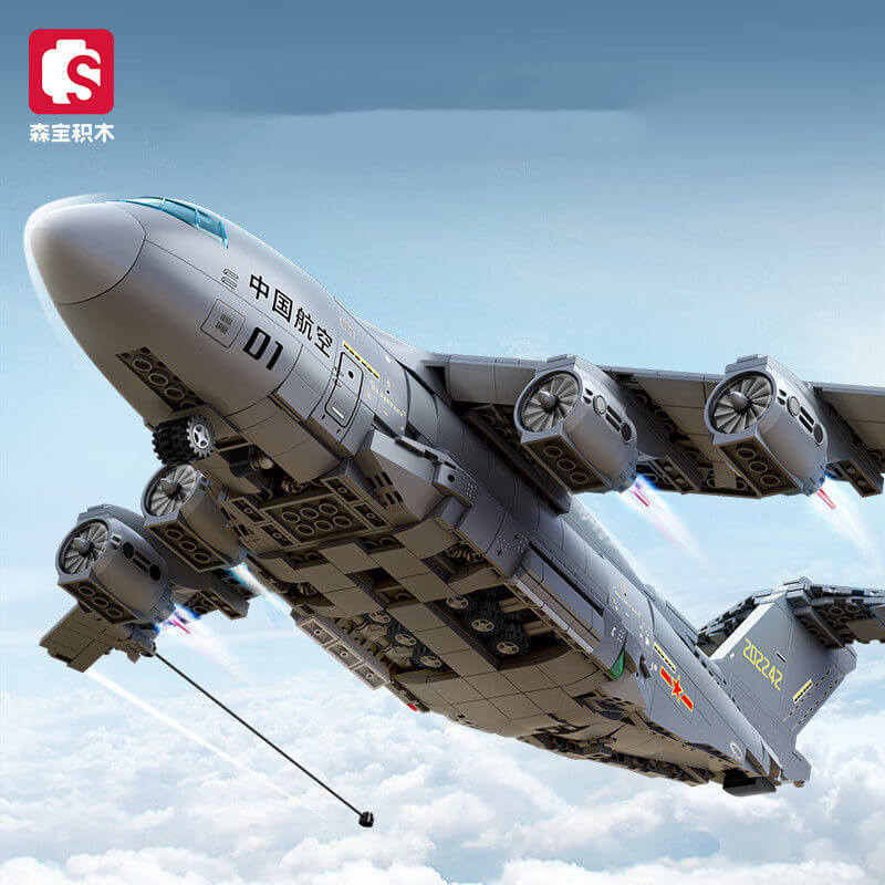 Sembo 202242 Y 20 Large Transport Aircraft Model - Military Aircraft Toy for Kids & Collectors - Perfect for Playtime, Display & Aviation Enthusiasts