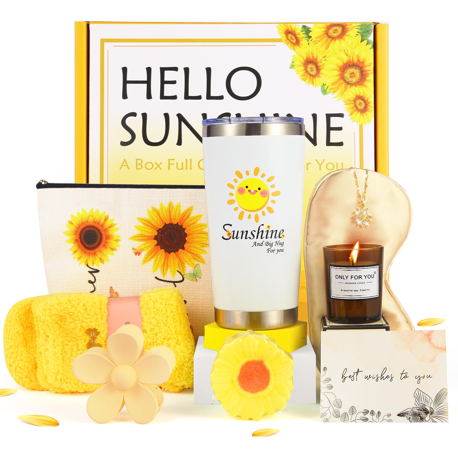 11-Piece Sunflower Care Package for Women - Get Well Soon Self-Care Gift Basket with Inspirational Relaxation Bath Set | Unique Birthday Gift Box for Her | Perfect for Recovery, Spa Days & Special Occasions