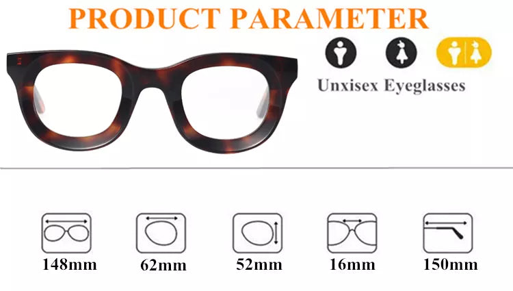 Stylish Unisex Black Square Acetate Eyeglasses Frame L6688 - Perfect for Work, Reading & Fashion Accessories