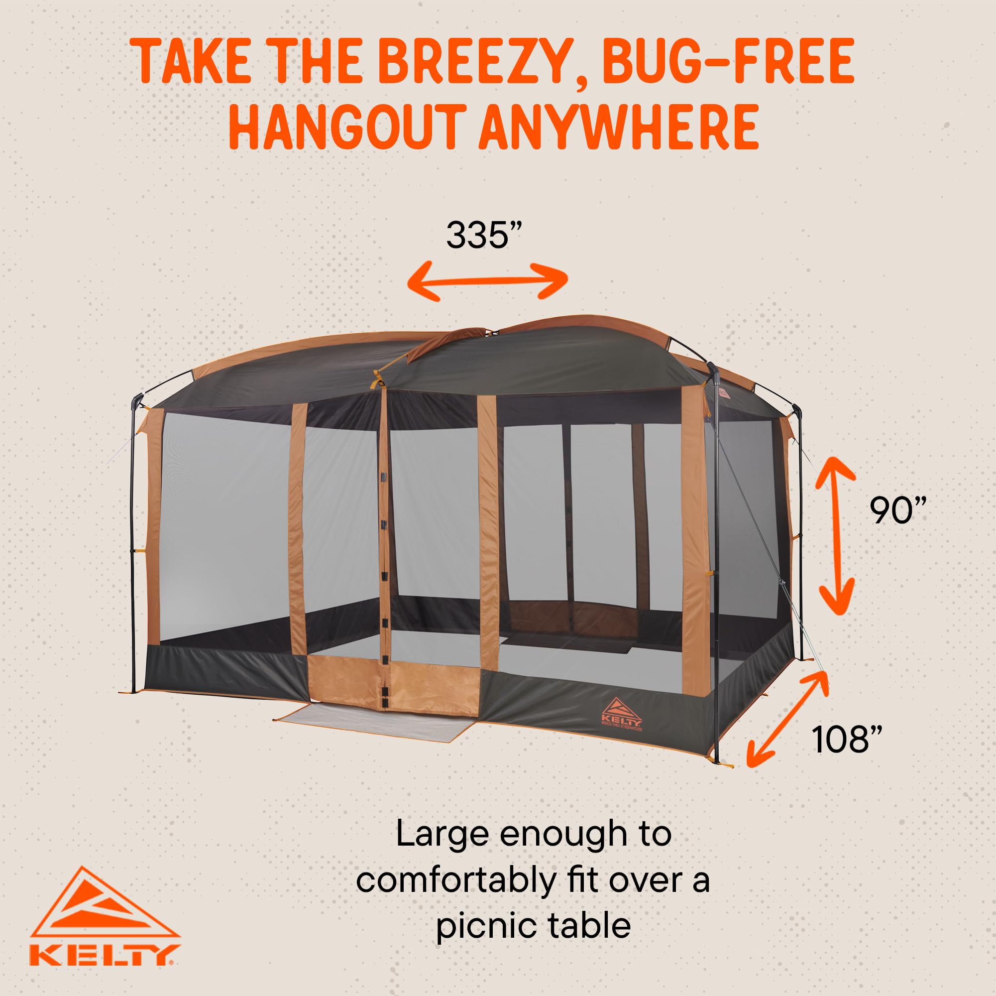 Kelty Breeze-Thru Magnetic Screen House - Portable Mesh Shelter for Outdoor Camping, Picnics, Tailgating & Backyard Use - Bug-Free Protection with Easy Magnetic Door