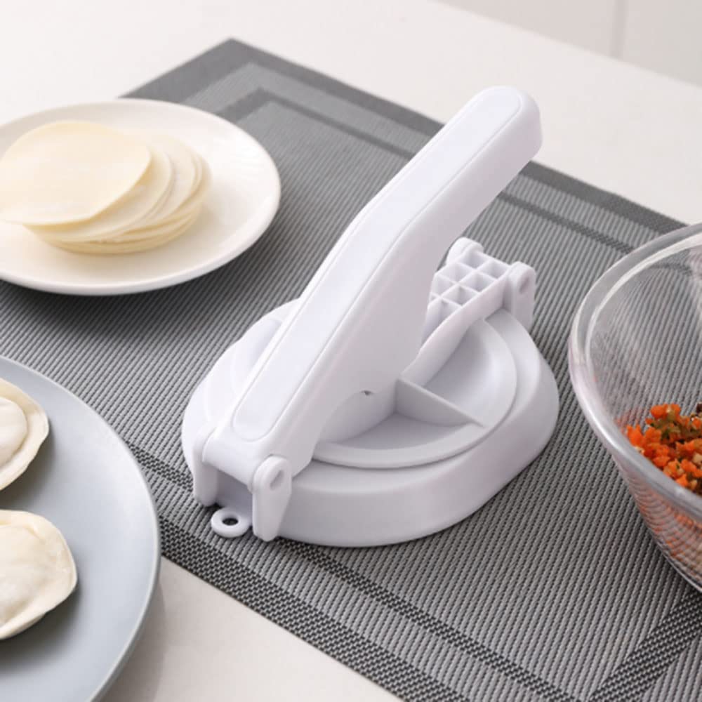 Manual Dumpling Skin Maker & Dough Presser - White Kitchen Tool for Homemade Dumplings, Ravioli, Empanadas | Perfect for Asian Cooking & Italian Pasta Making