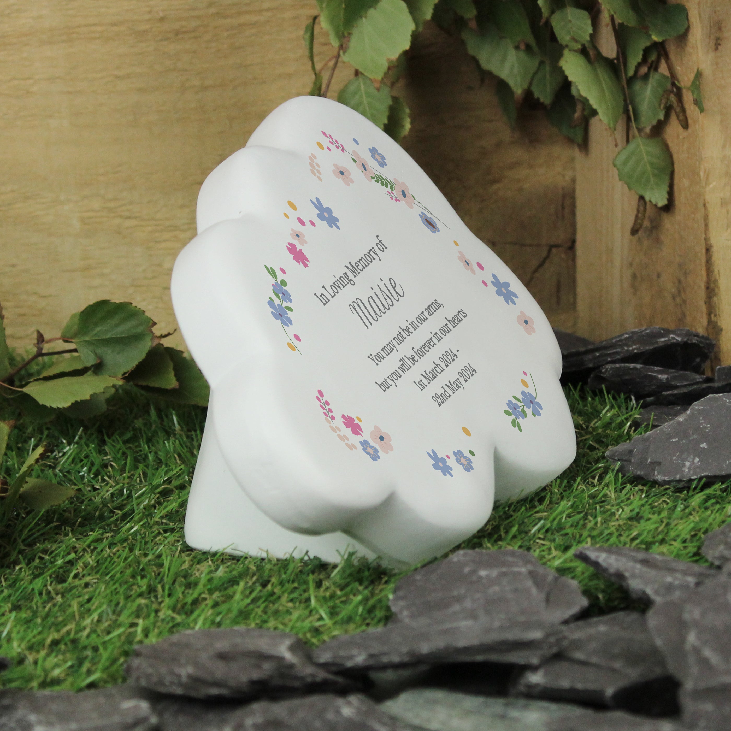 Personalized Floral Resin Memorial Cloud Keepsake - Custom Engraved Sympathy Gift for Loss of Loved One | Perfect for Funeral, Memorial Service & Home Decoration