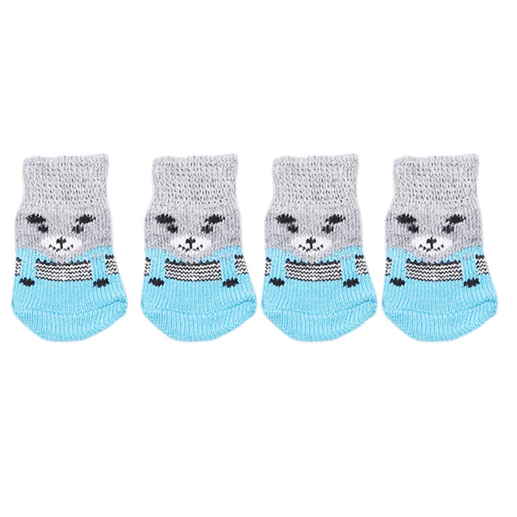 Non-Slip Pet Socks with Paw Prints for Small Dogs & Cats - Anti-Skid Grip Socks for Puppies & Kittens - Perfect for Hardwood Floors, Tile & Cold Weather (Blue, Medium)