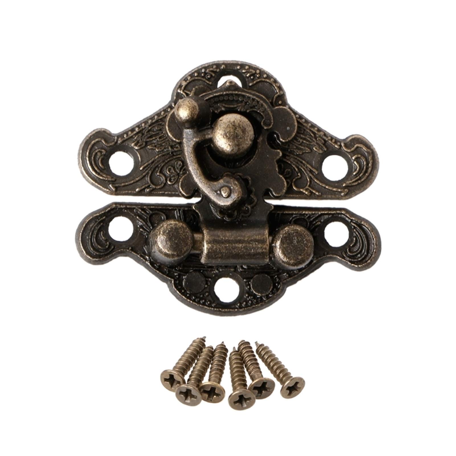 Vintage Zinc Alloy Latch Hasp with Padlock - Heavy Duty Chest Lock Plate for Wooden Jewelry Box, Cabinet & Antique Furniture - Secure Storage Solution for Home, Office & Collectibles