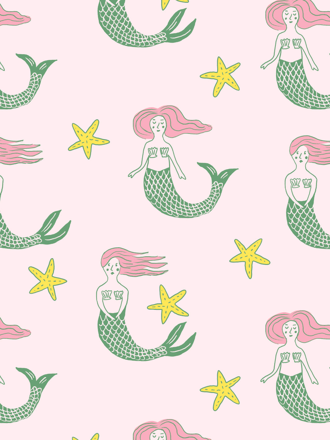Tea Collection Mermaid Wallpaper in Pale Pink - Perfect for Nursery, Kids' Room & Coastal-Themed Decor