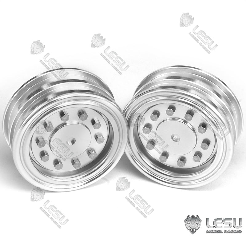 1 Pair (2pc) Rubber & Metal Wheel Hub Caps for 1/14 LESU RC Hydraulic Construction Forklift Model Car DIY Truck - Durable Replacement Parts for RC Construction Vehicle Accessories & Scale Model Displays