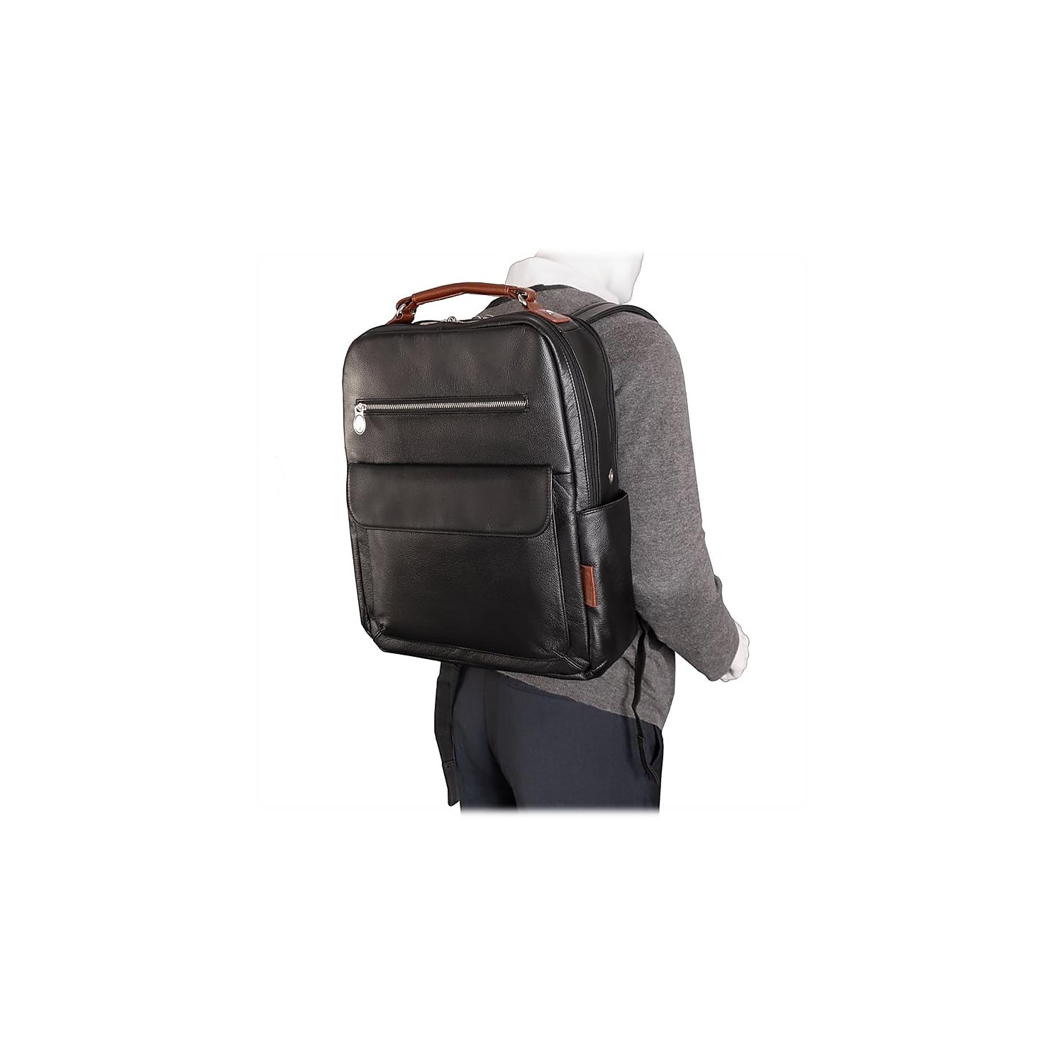 McKlein U Series Logan Genuine Leather Laptop Backpack for Men & Women - 15.6 Inch Business Computer Bag with USB Charging Port - Perfect for Office, Travel & College (Black, Model 19082)