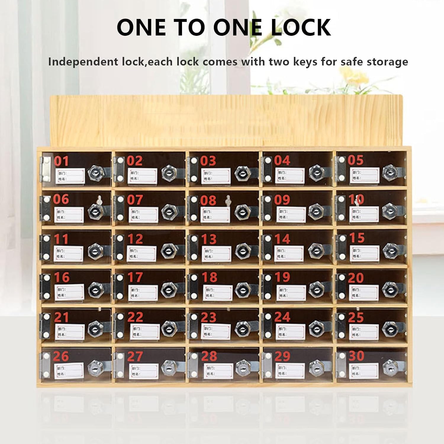 Wall-Mounted Clear Phone Locker Box with Keys - 9 Slots for Office & School Use