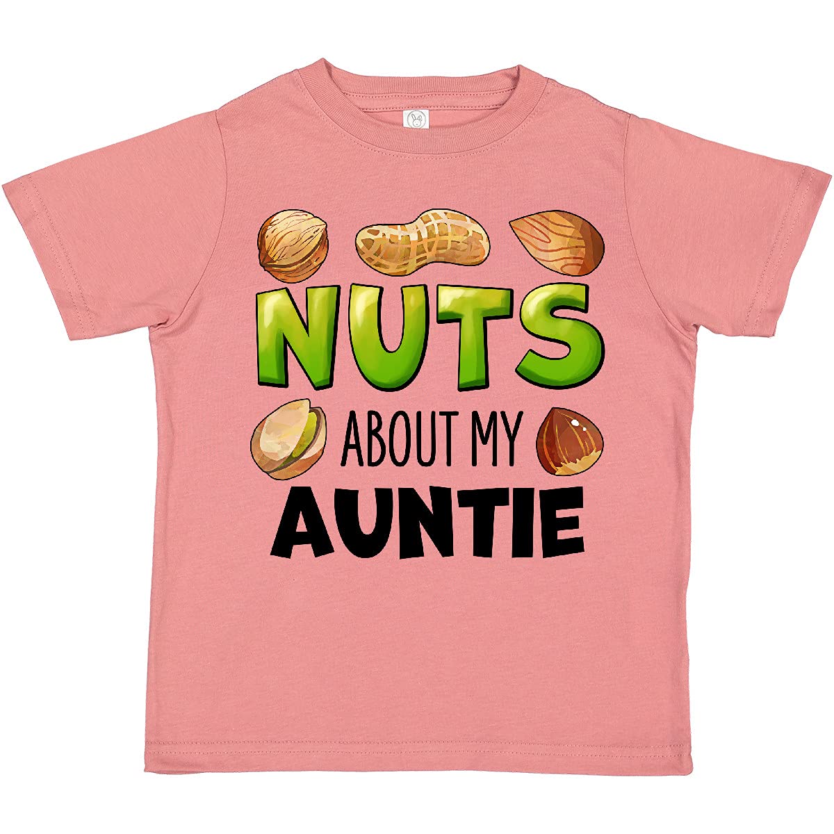 Inktastic 'Nuts About My Auntie' Peanut, Almond, Pistachio Toddler T-Shirt - Cute Funny Aunt Gift for Toddlers, Birthday & Family Reunion Outfit