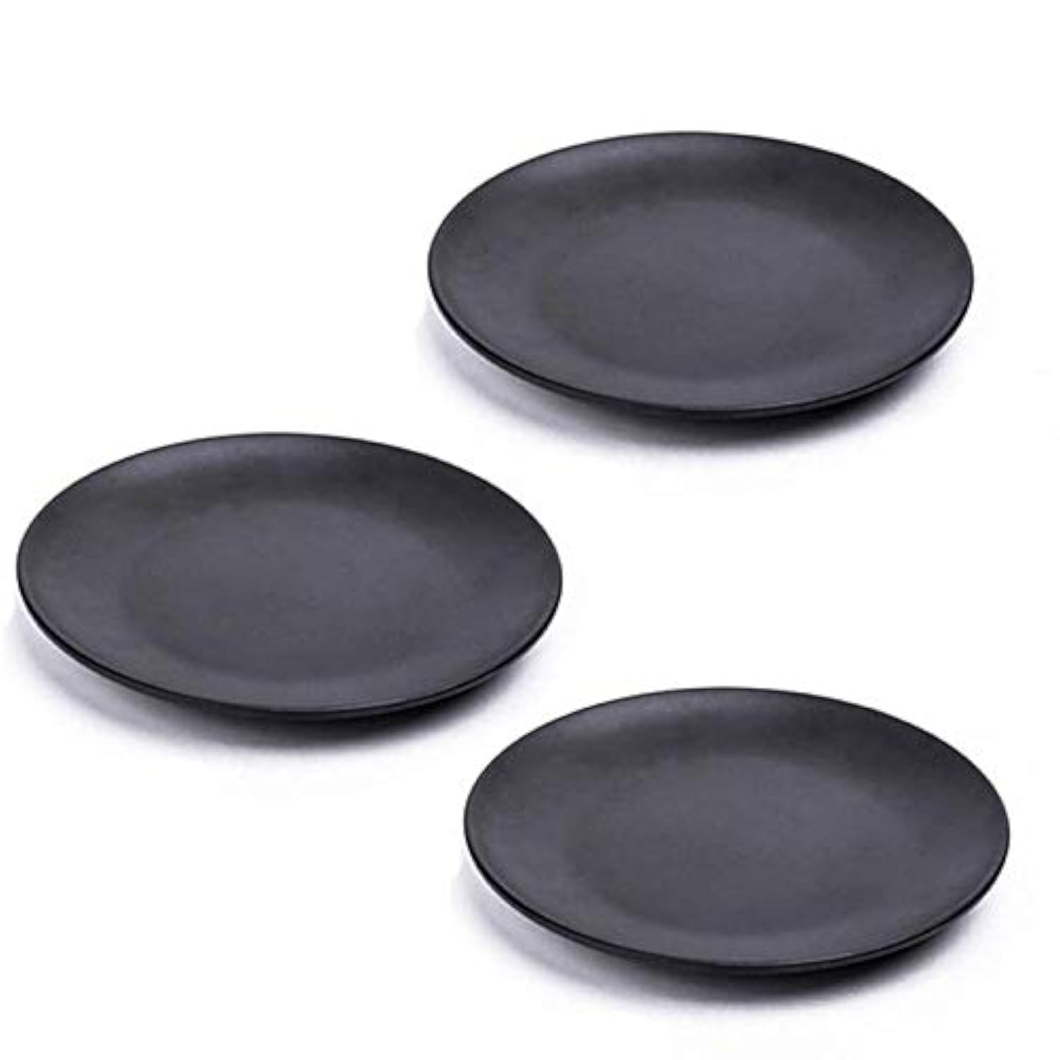 3-Pack Black 7-Inch Melamine Dinner Plates - Unbreakable Dishware Set for Outdoor Picnics, Camping & Dorm Use