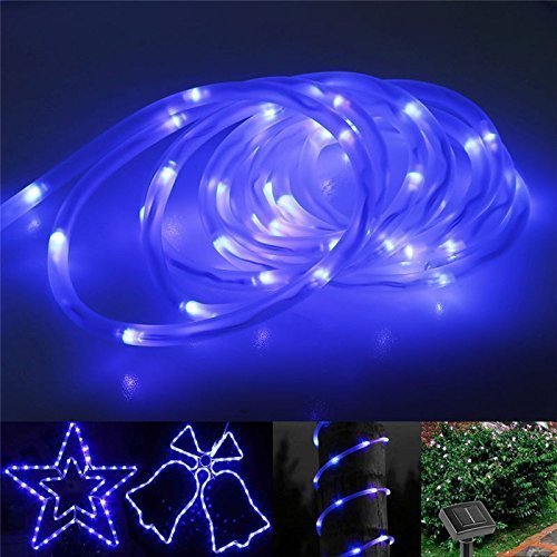50LED Solar Rope Lights - 23ft Waterproof Outdoor String Lights with Copper Wire for Garden, Yard, Fence, Patio, Stairs | Weatherproof Decorative Lighting for Pathways, Backyard & Landscape (Blue) | Perfect for Evening Ambiance & Holiday Decorations