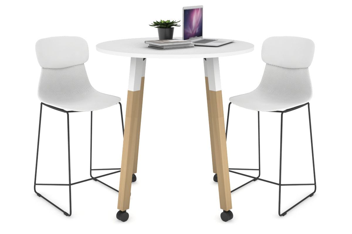 Solid Wood Round Dining Table with Quadro Counter Design - 31.5 Inch Diameter - Perfect for Kitchen, Dining Room, and Small Space Living