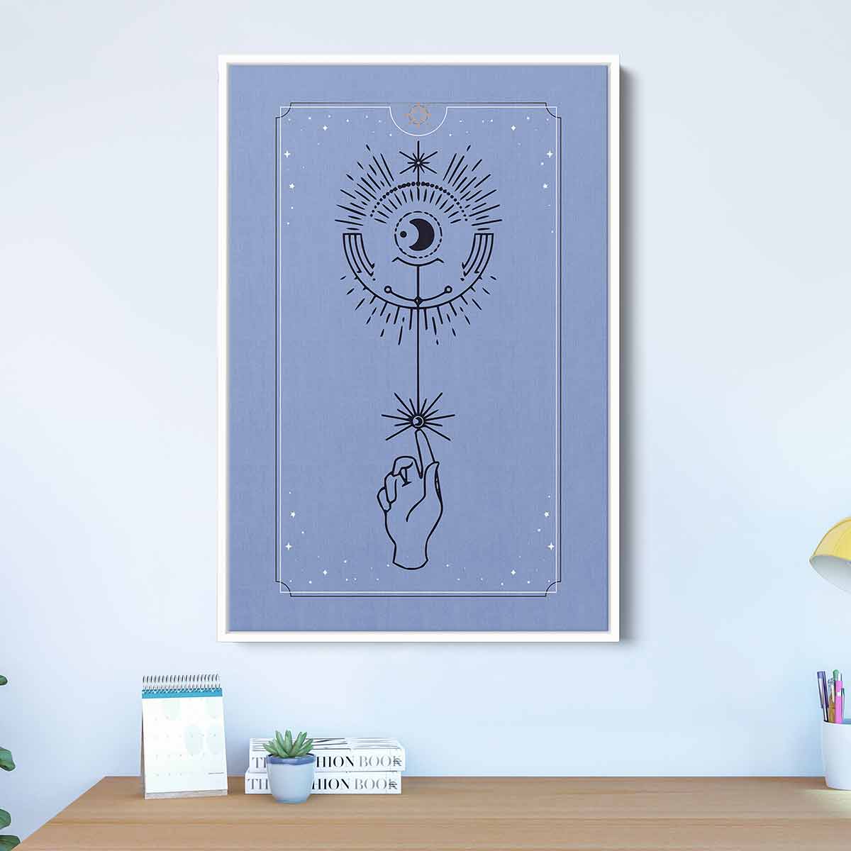 Blue Mystic Tarot Card Wall Art Canvas Print - Mystical Home Decor for Living Room, Bedroom & Office | Spiritual Gift for Tarot Lovers