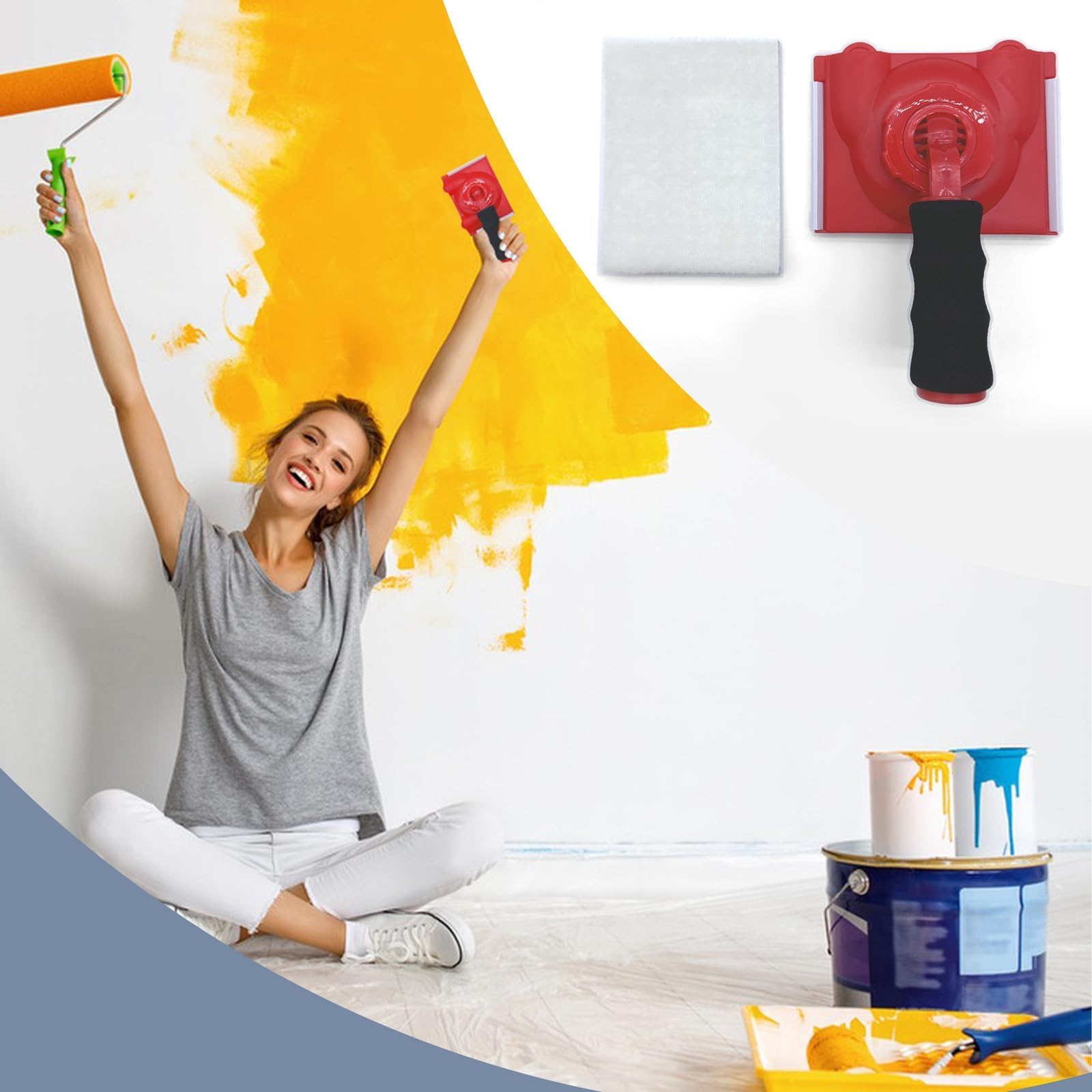 Professional Paint Edger Tool for Walls & Trim - Easy-to-Use Edge Painting Tool with Replacement Pads - Perfect for High Ceilings, Corners & Baseboards - Ideal for Home Renovation, DIY Projects & Professional Painting