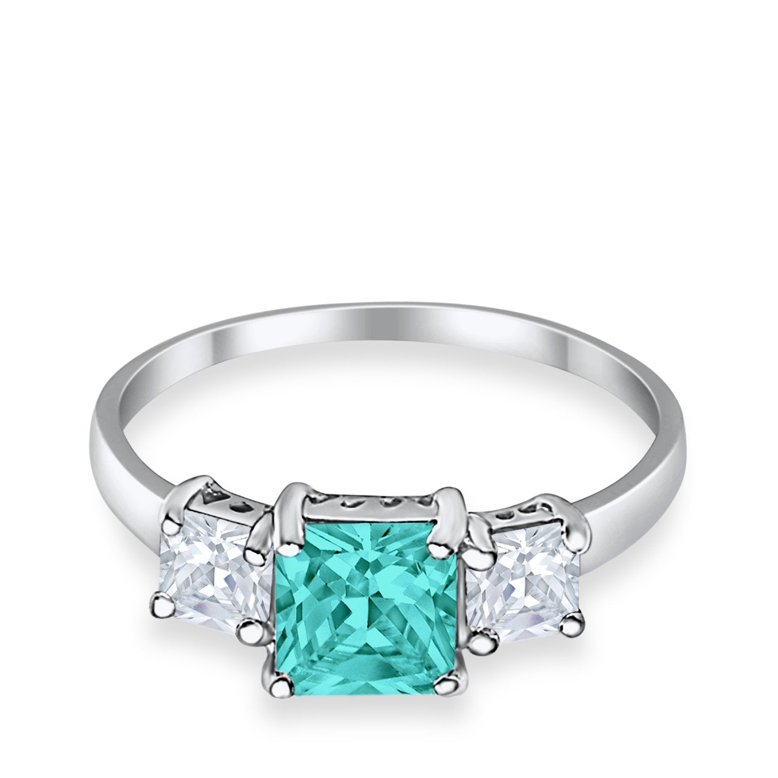 3 Stone Princess Cut Cubic Zirconia Ring - 925 Sterling Silver Fashion Jewelry for Women - Perfect for Weddings, Anniversaries & Special Occasions
