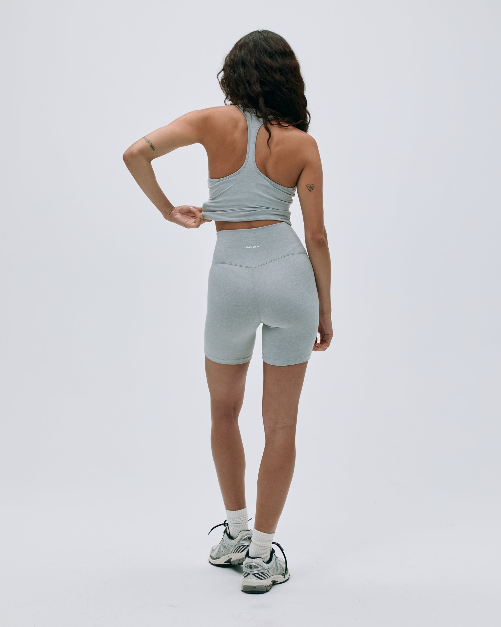 Brushed Skinny Racerback Top for Women - Light Grey Melange - Comfortable Stretchy Workout Shirt for Yoga, Running & Gym
