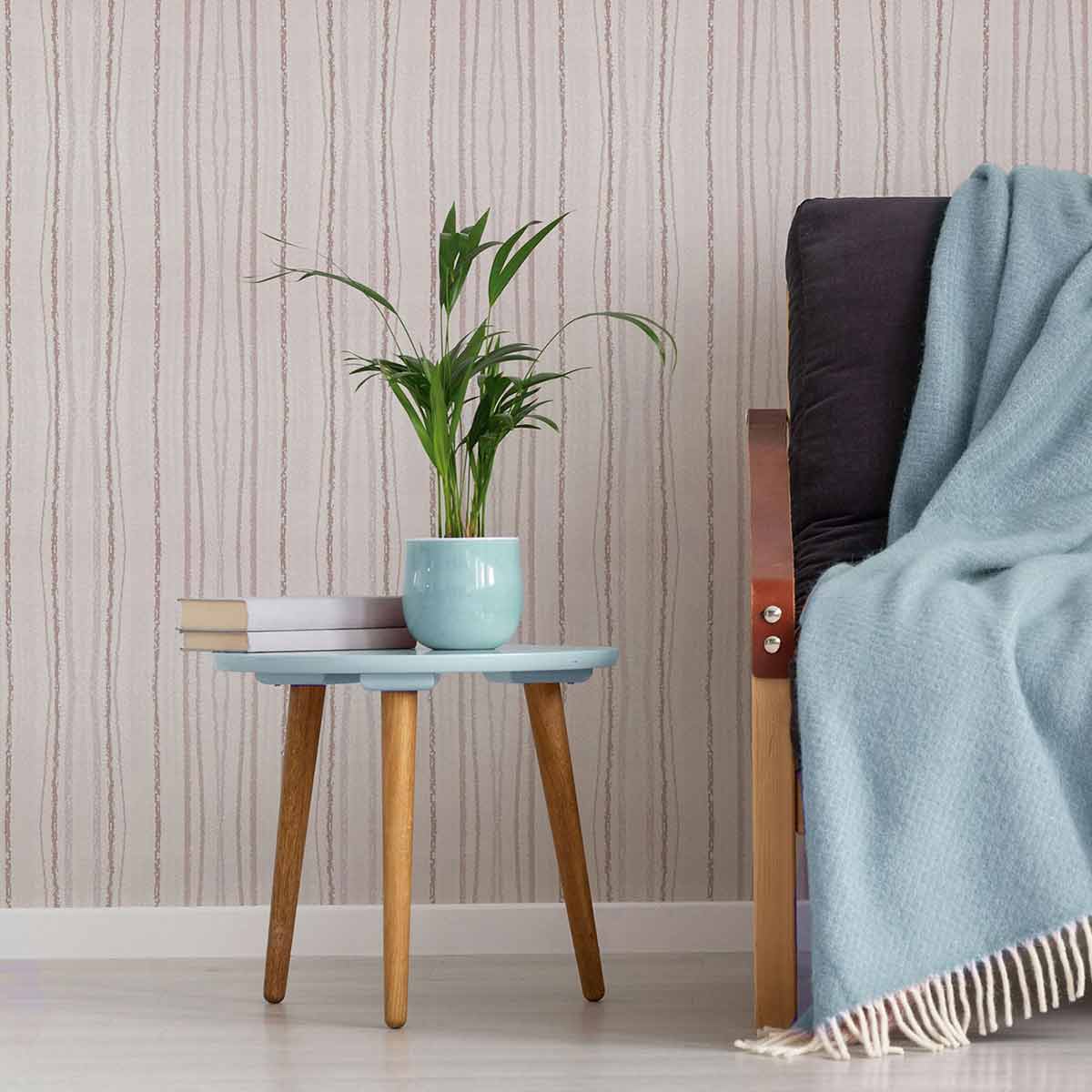 Beige Stripe Peel and Stick Removable Wallpaper 5558 - Self-Adhesive Wall Decal for Bedroom, Living Room & Office Decor