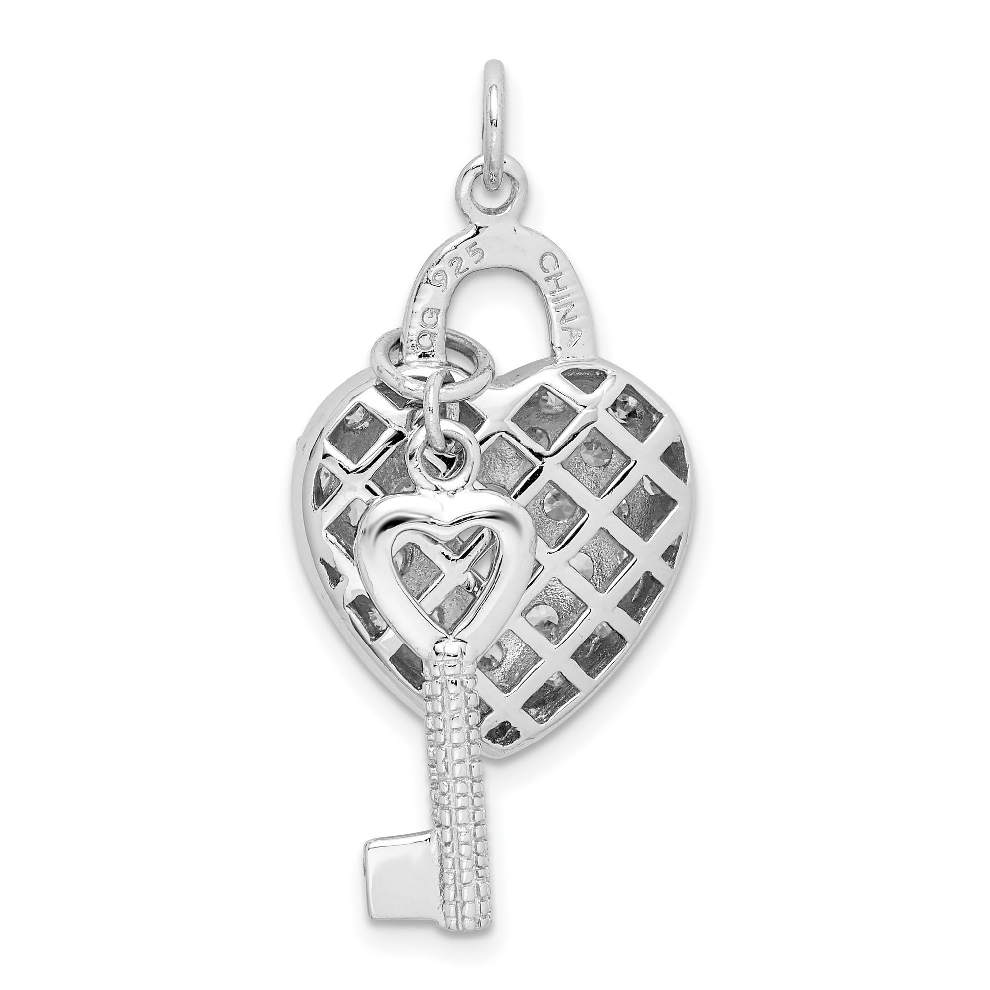 925 Sterling Silver CZ Heart Lock & Key Pendant Necklace - Romantic Gift for Her, Valentine's Day, Anniversary & Couple Jewelry - Perfect for Everyday Wear & Special Occasions
