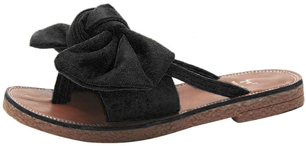 FORUU Women's Fashion Solid Color Bow Tie Flat Heel Sandals - Comfortable Slippers for Beach, Vacation, and Casual Wear