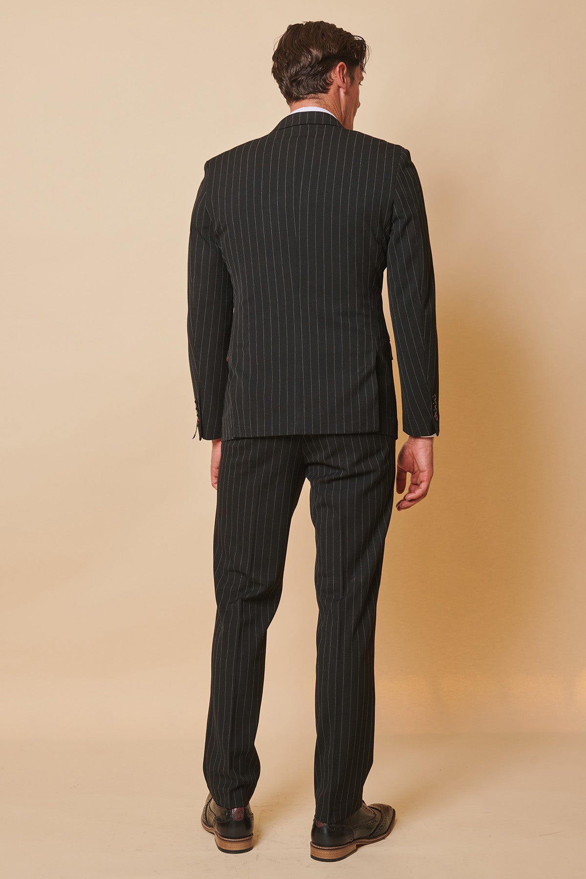 Luca Toolan as Mason Radcliffe Coronation Street Black Pinstripe Double Breasted Two-Piece Suit | Formal Business Attire for Weddings, Parties & Special Occasions
