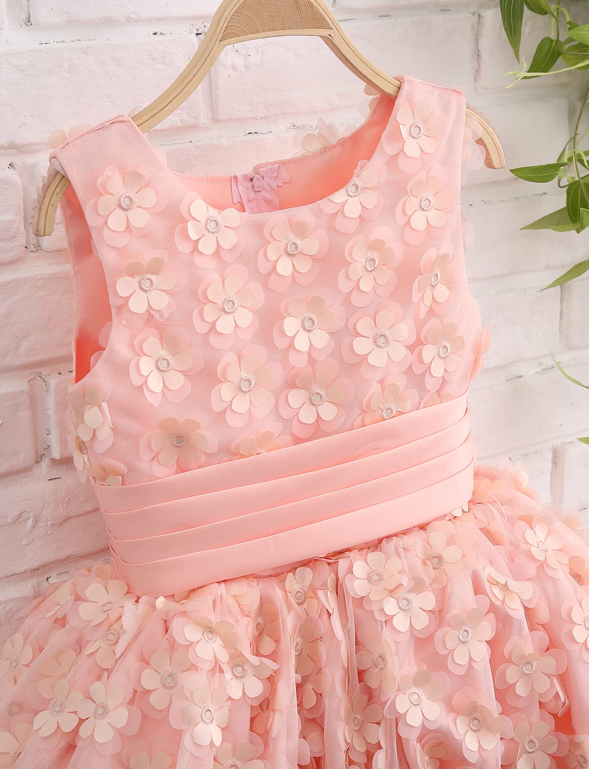 Sarahbridal Girls Wedding Dress - Handmade Flower Beaded Tulle Gown for Flower Girls, Birthday Party, Special Occasions | Perfect for Weddings, Pageants & Formal Events