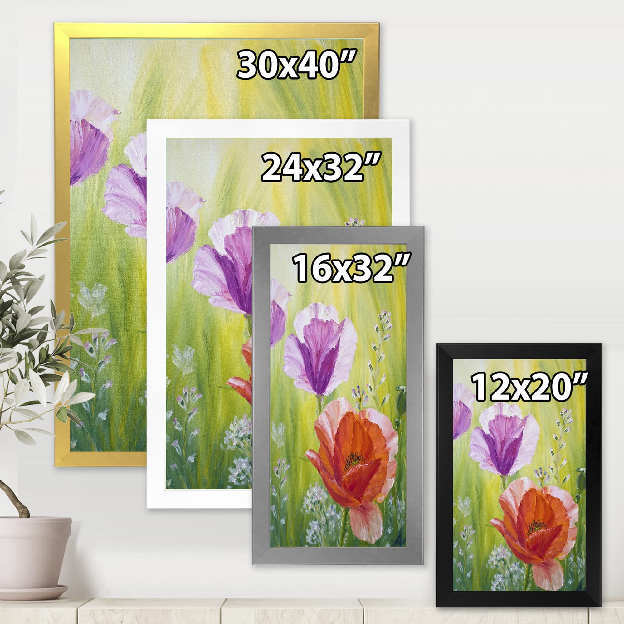 DesignQ Poppies In The Morning Traditional Framed Wall Art - Hand Painted Canvas Painting for Living Room, Bedroom & Office Decor - Perfect Gift for Housewarming & Holidays