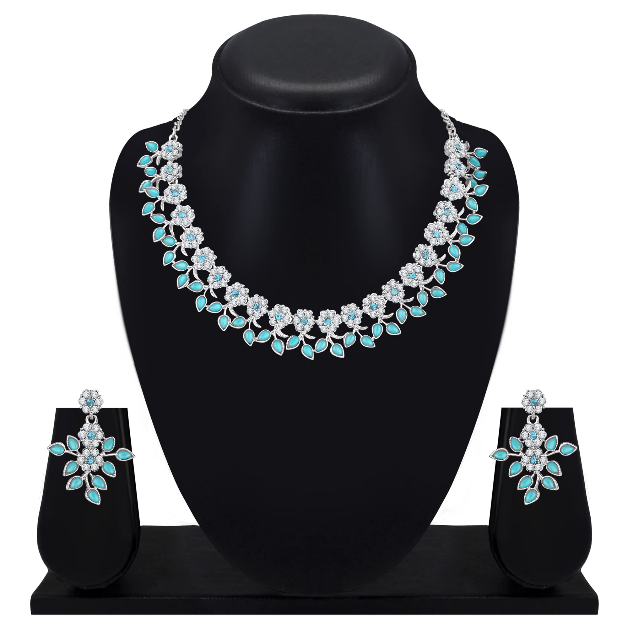 Atasi International Crystal AD Diamond Necklace and Earrings Set for Women & Girls | Elegant Jewelry Gift for Party, Wedding, Anniversary, Prom & Special Occasions | Perfect for Date Night, Bridal Shower & Formal Events