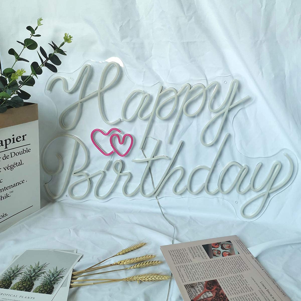 28 Inch Happy Birthday LED Neon Light Sign for Wall - Customizable Party Decor for Kids, Friends, Lovers - Perfect for Home, Restaurant & Hotel Celebrations - Durable Wall Hanging Light for Birthday Parties & Special Events