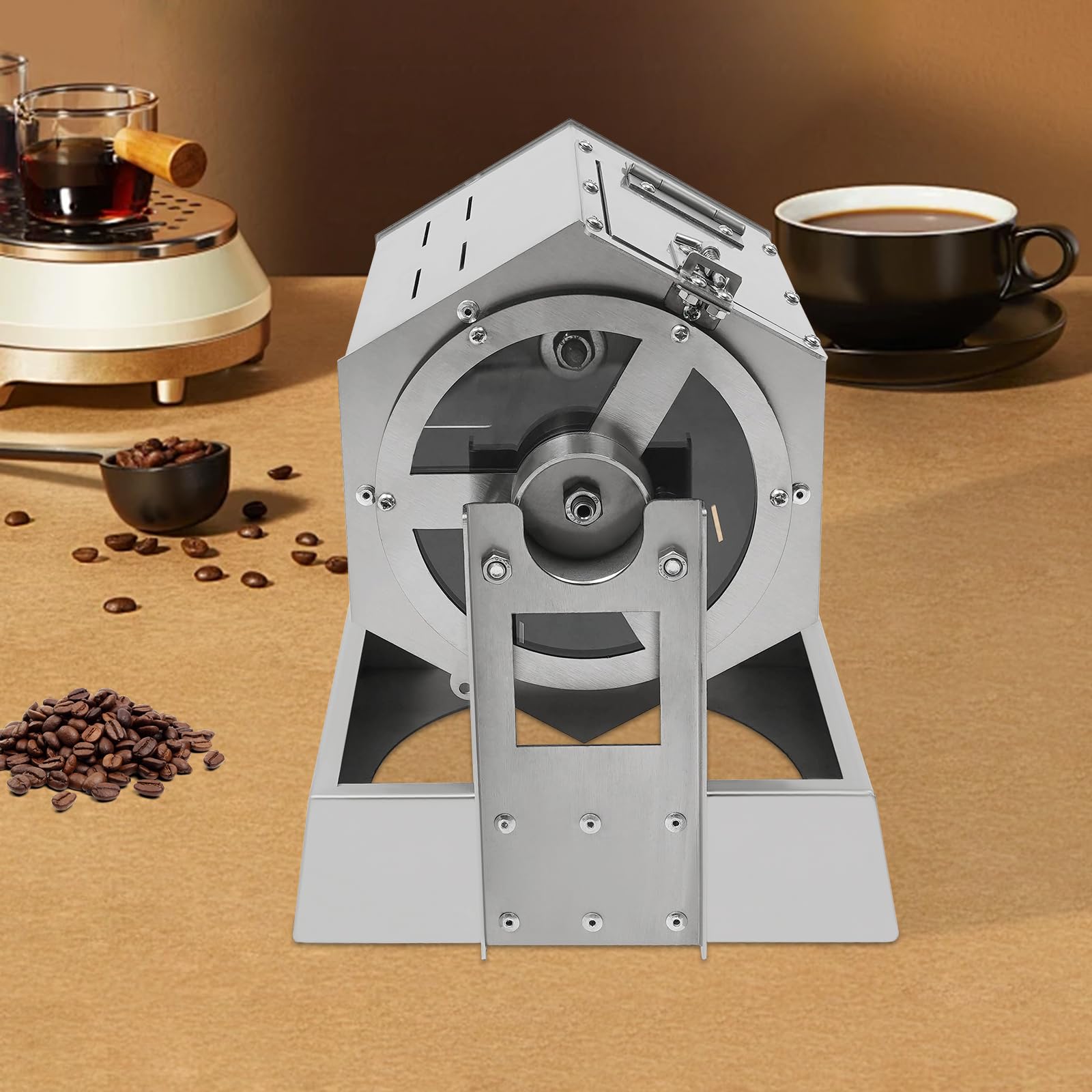 Premium Stainless Steel Drum Coffee Bean Roaster with Gas Burner - Perfect for Home Roasting, Coffee Shops & Small Batch Artisan Coffee Production