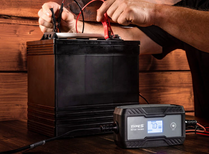 10A Smart Battery Charger and Maintainer - 12V/24V for Car, Truck, Motorcycle, Boat - Automatic Charging & Maintenance Mode - Perfect for Winter Storage & Long-Term Vehicle Care
