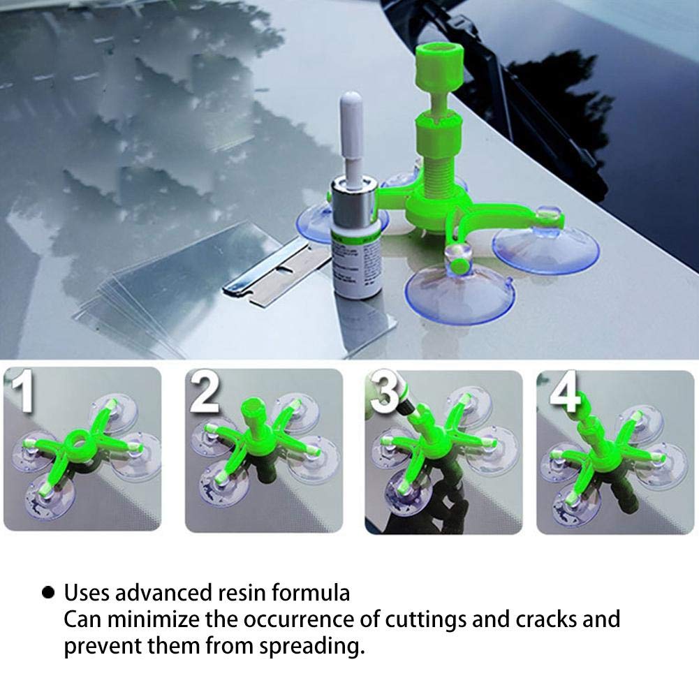 KIMISS Windshield Repair Kit - Professional Car Glass Repair Tool Set for Fixing Chips, Cracks, Star & Half-Moon Damage | DIY Auto Glass Repair Solution for Home & Roadside Emergencies