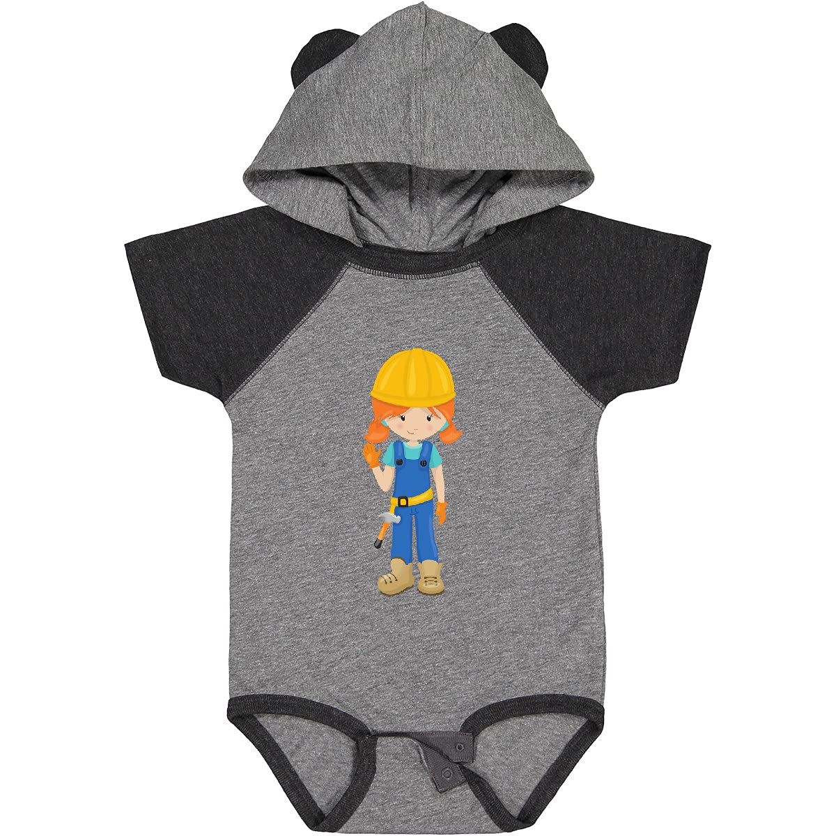 Inktastic Construction Girl Baby Bodysuit - Cute Orange Hair Toddler Outfit for Playtime & Construction Theme Parties