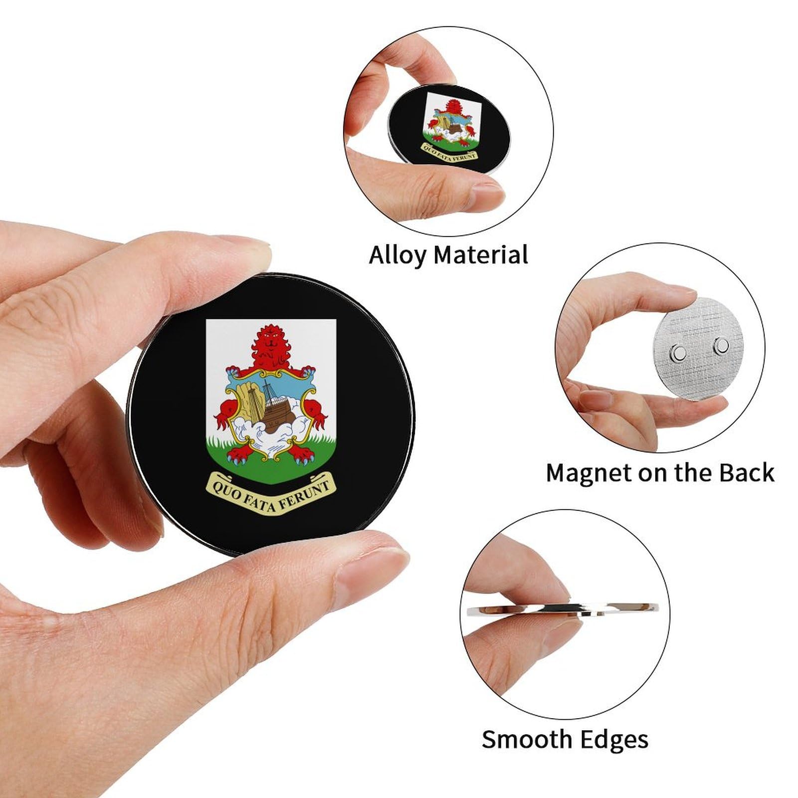 Bermuda Coat of Arms Alloy Fridge Magnet - Decorative Refrigerator Sticker for Kitchen Cabinets, Whiteboards & Home Decor | Perfect for Patriotic Displays & Gift Giving