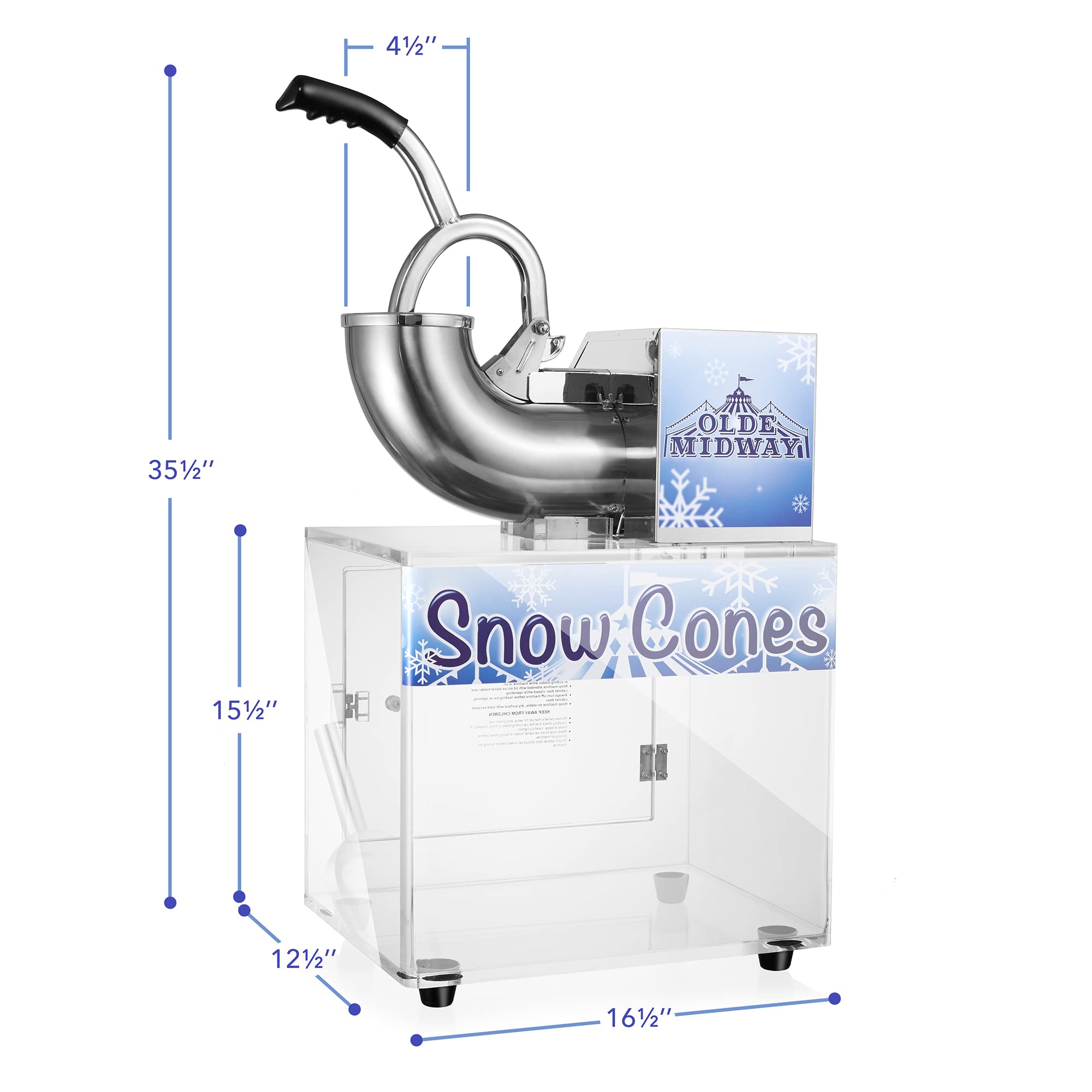 Olde Midway Commercial Snow Cone Machine - Heavy Duty Shaved Ice Maker with Stainless Steel Scoop for Parties, Events & Concessions