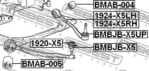 Febest BMAB-004 Front Lower Arm Bushing - OEM 31121124622 Replacement Part for Smooth Suspension & Ride Comfort | Perfect for BMW, Mercedes, Audi & More