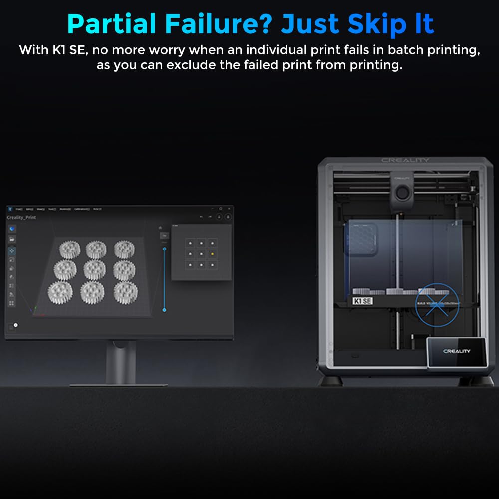 Creality K1 SE 3D Printer - 600mm/s High-Speed CoreXY with Auto Leveling & Z-Offset | 300℃ Dual-Gear Direct Extruder | Full Metal Die-Cast Frame | 8.66x8.66x9.84in Build Volume | Perfect for Rapid Prototyping, DIY Projects & Home Manufacturing