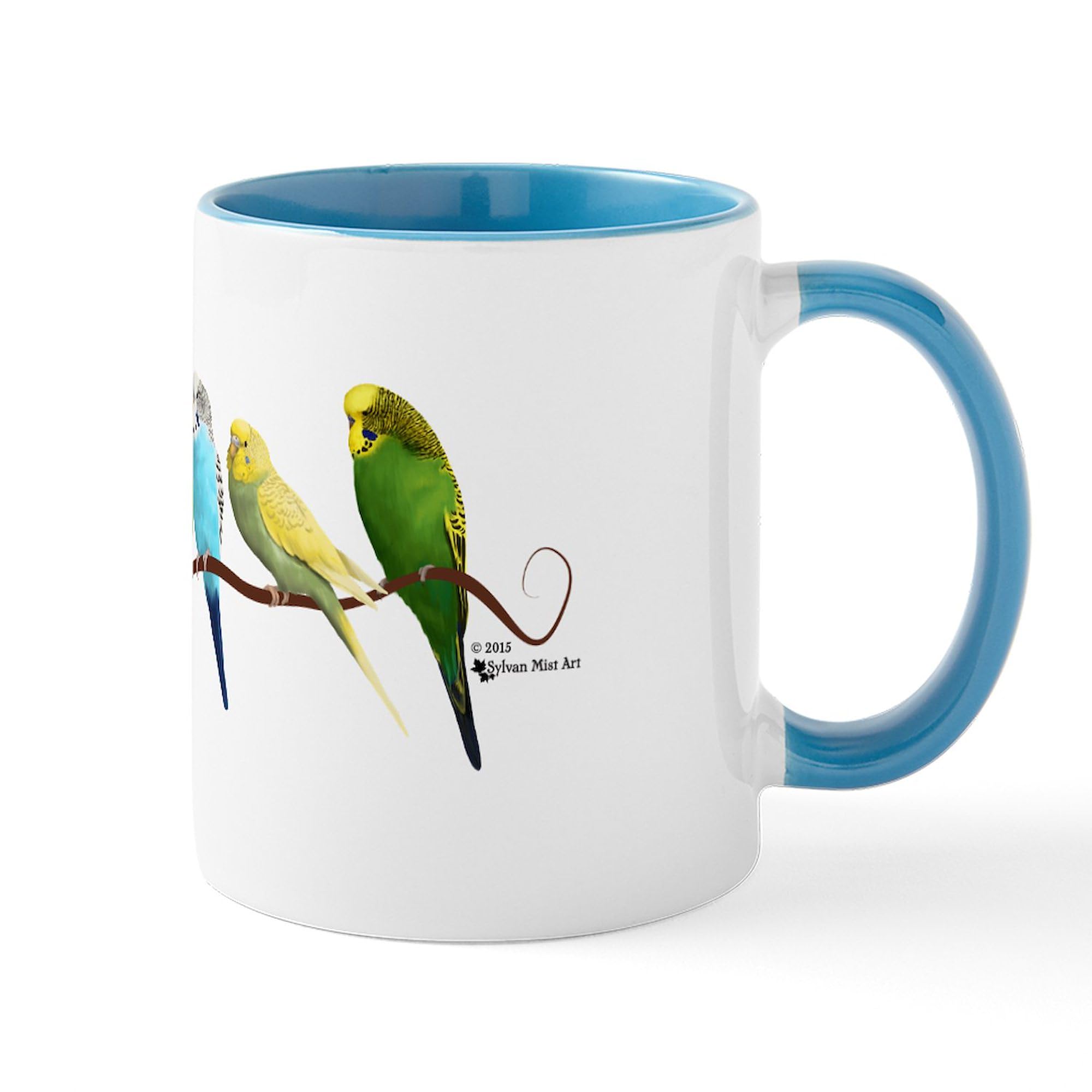Parakeets & Cockatiels Ceramic Coffee Mug 11 oz (325 ml) - Funny Bird Lover Gift for Tea & Coffee Drinkers - Perfect for Home, Office or Bird Watching Enthusiasts