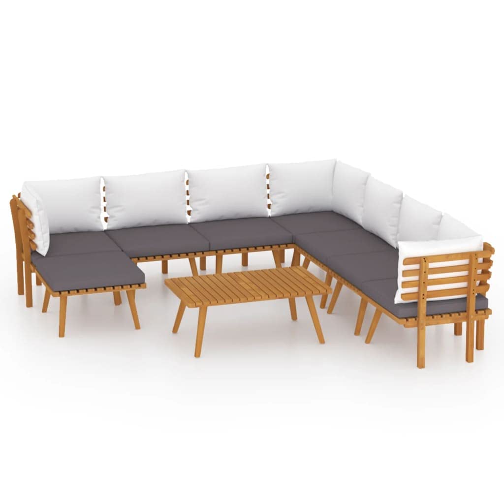 Premium 9-Piece Acacia Wood Patio Lounge Set with Cushions - Adjustable Outdoor Furniture for Garden, Poolside & Backyard Relaxation