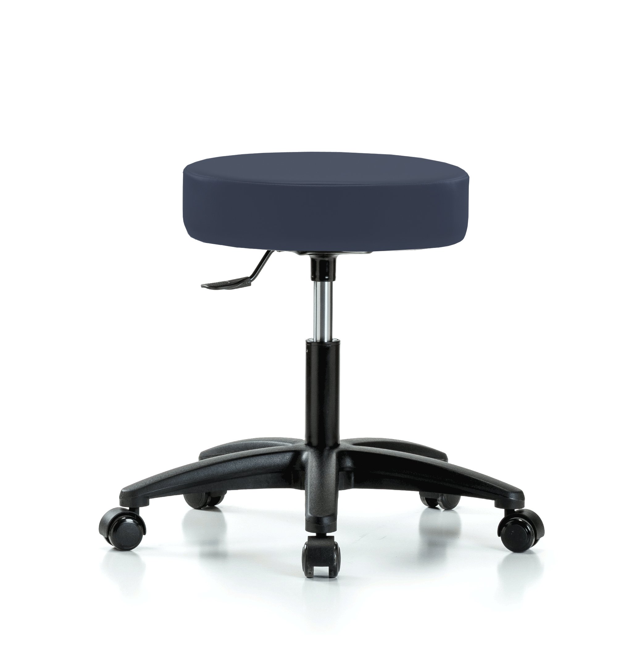 **Adjustable Swivel Stool with Rolling Perch Seat - Imperial Blue Vinyl for Hardwood & Tile Floors - Perfect for Office, Kitchen, or Salon Use**
