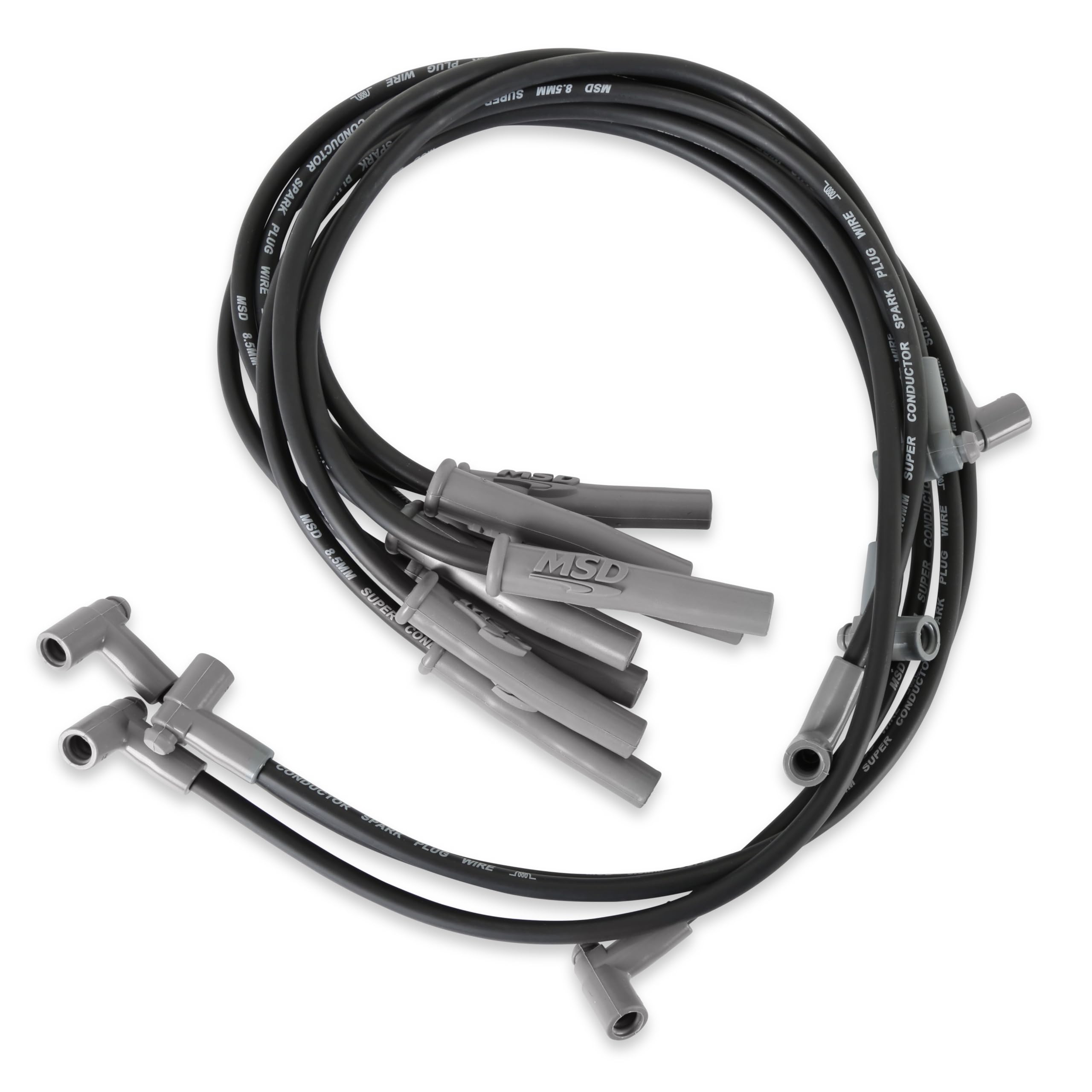 MSD 31363 Super Conductor Spark Plug Wire Set - High Performance Black Ignition Wires for Car, Truck & SUV - Improve Engine Power & Fuel Efficiency - Perfect for Racing, Off-Road & Daily Driving