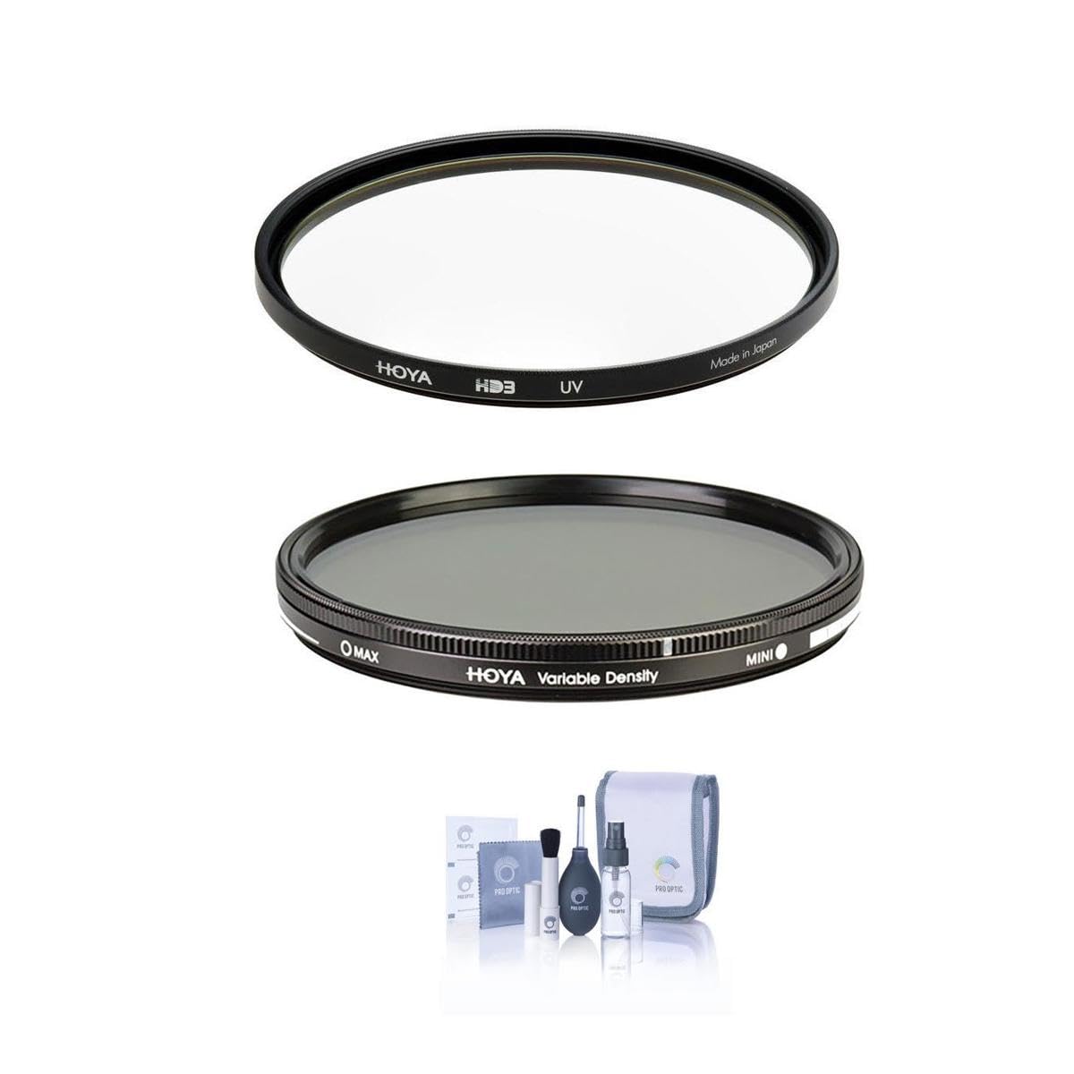 Hoya 55mm HD3 UV Filter & Variable ND Filter (0.45-2.7, 1.5-9 Stops) with Cleaning Kit – Professional Lens Protection for DSLR, Mirrorless Cameras – Perfect for Outdoor Photography, Travel & Videography