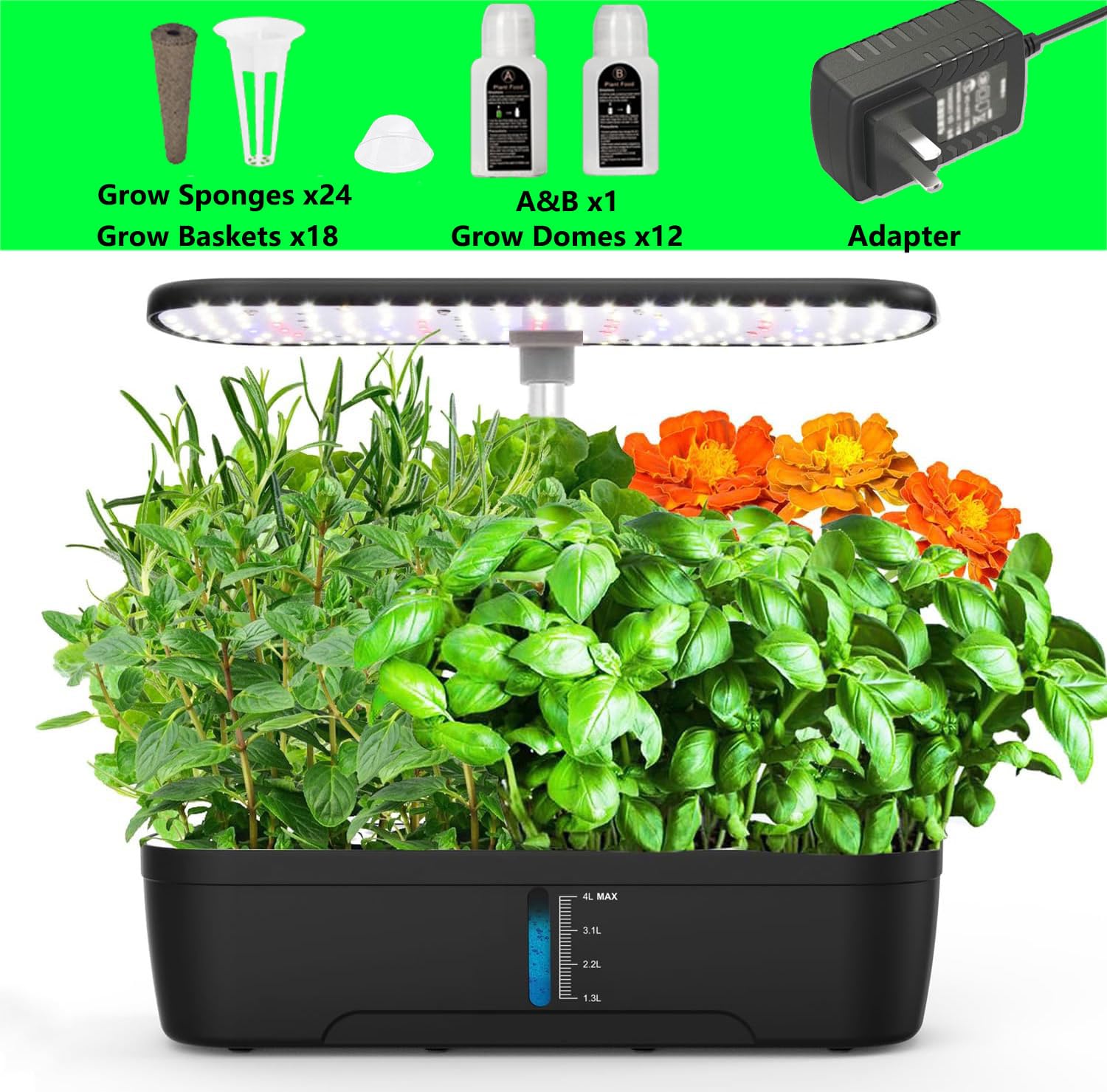 12-Pod Hydroponic Growing System with LED Grow Light & Auto Timer - Indoor Herb Garden Kit for Home Kitchen, Height Adjustable - Perfect for Fresh Basil, Mint, Rosemary & Organic Vegetables Year-Round (Ideal for Small Spaces, Apartments & Urban Gardening)