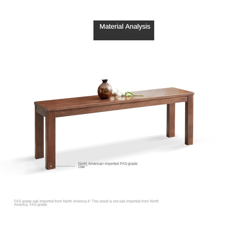 Solid Oak & Black Walnut Nordic Style Long Bench - Rustic Wooden Entryway, Dining Room, or Bedroom Seating Furniture for Home Decor