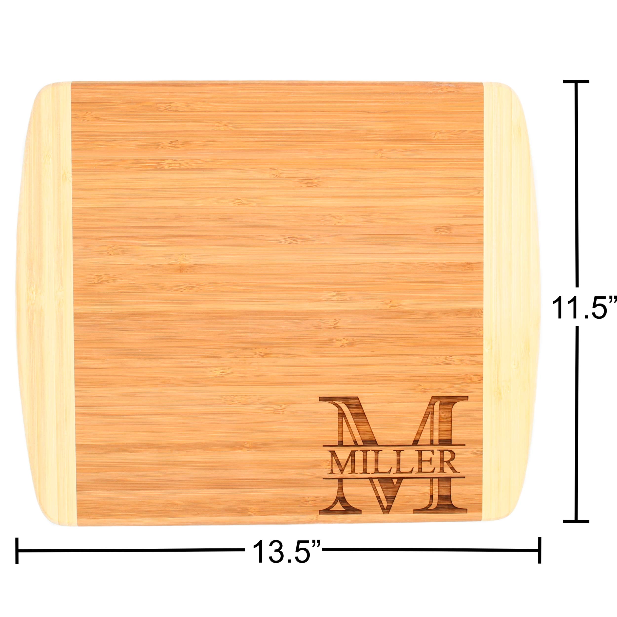 Personalized Engraved Bamboo Cutting Board - Custom Wooden Kitchen Gift for Mom, Wife, Anniversary (13.5